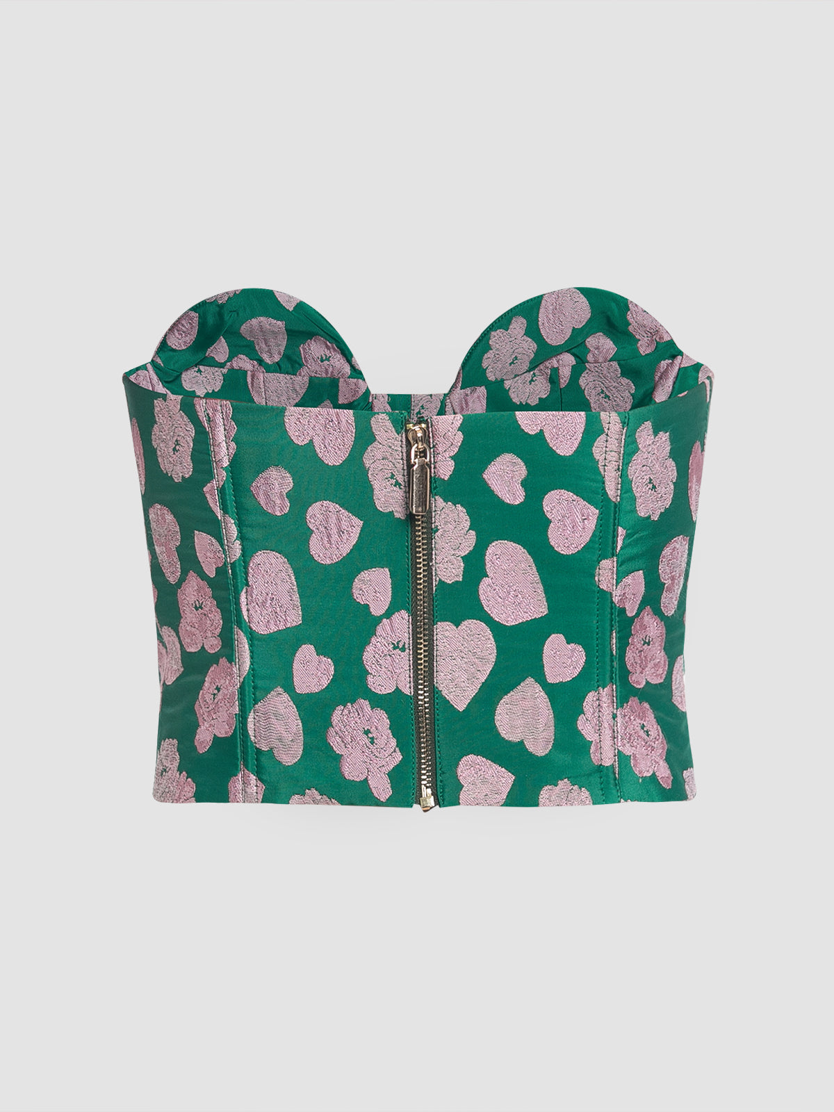 Cropped Bustier Top in Pink Heart