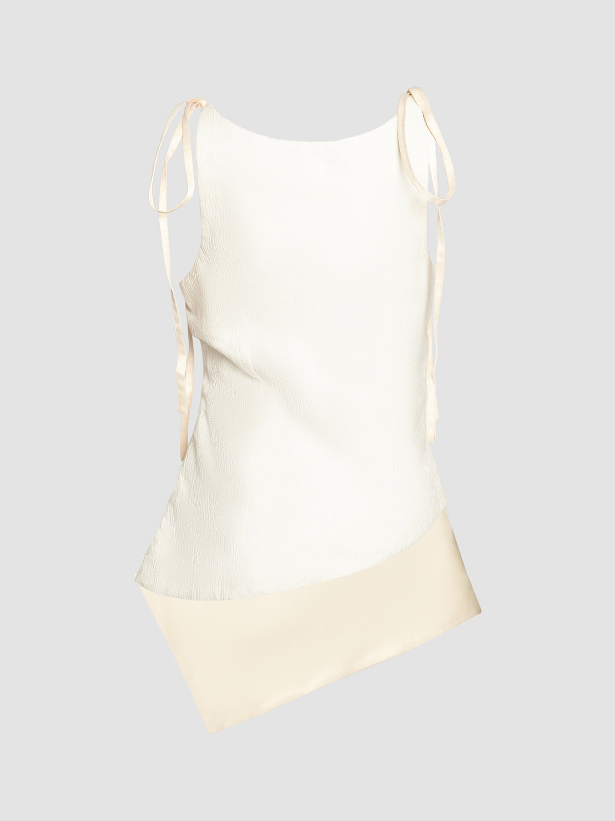 White Jacquard Slashed Tank Top