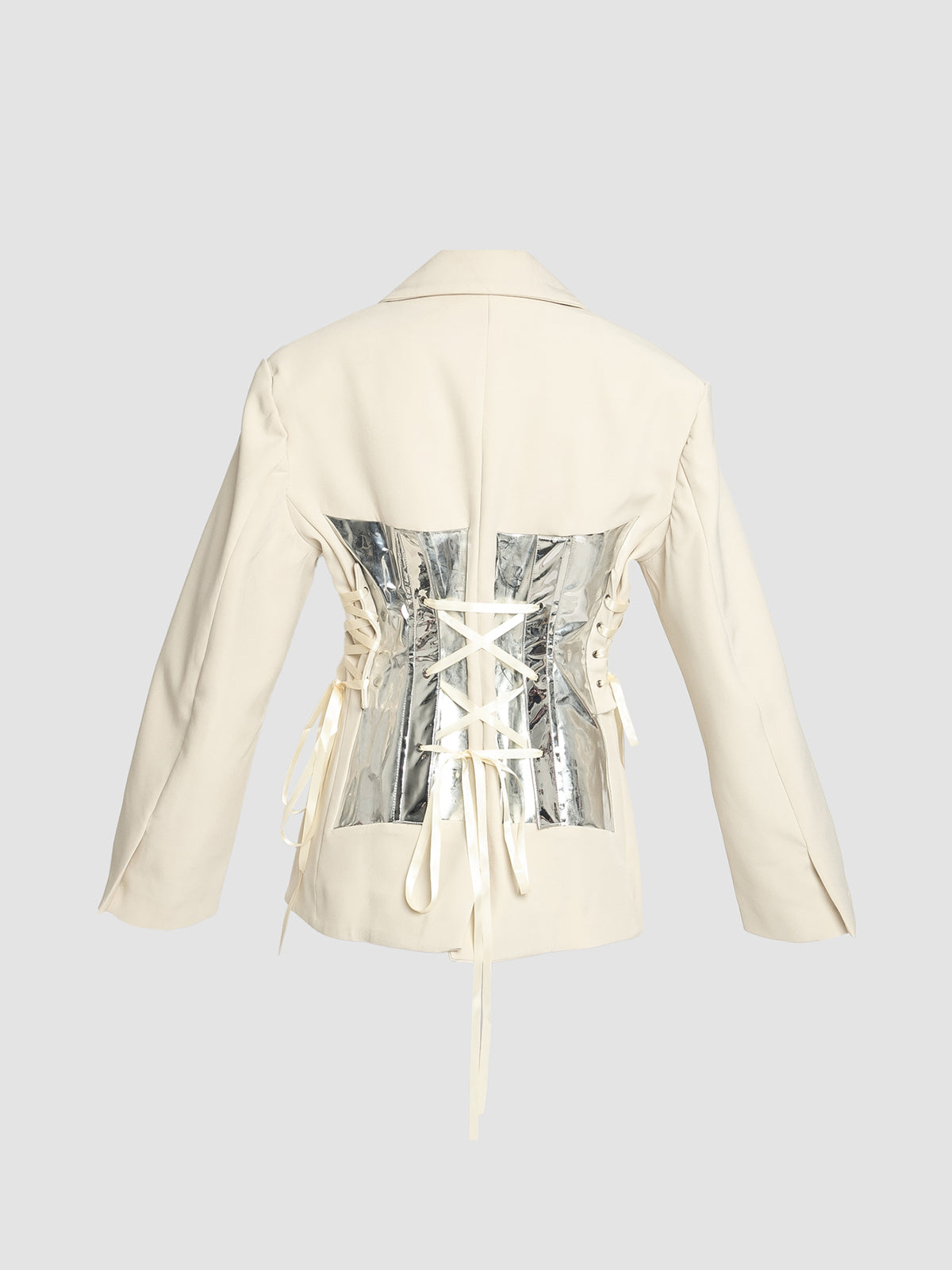 Eggshell Tailored Suit with Inserted Corset Panels