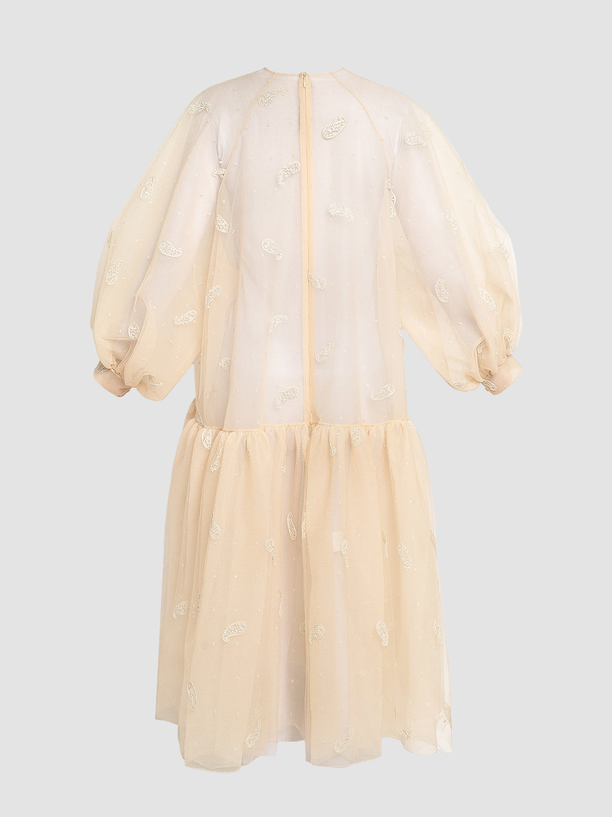 Oyster Paisley Raglan Puff Sleeve Dress