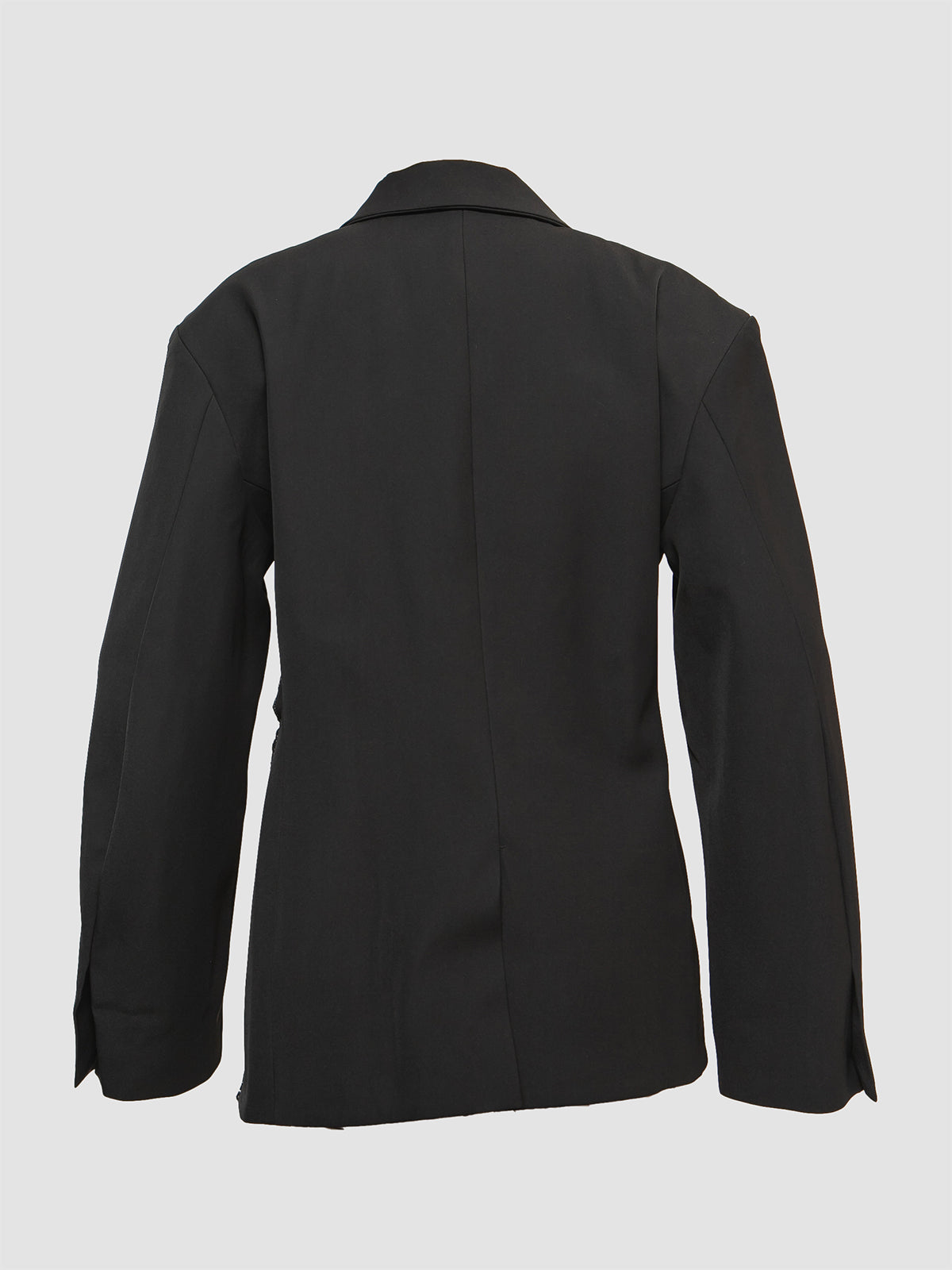 Black Tailored Double Breasted Suit with Distressed Side Slit