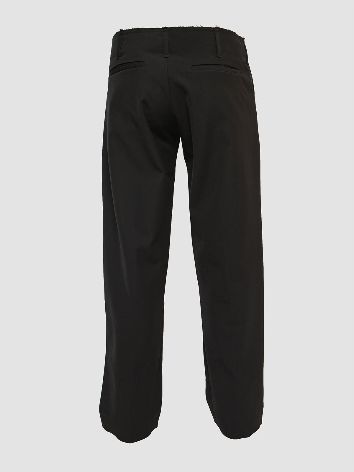 Black Tailored Pants with Distressed Waistband Side Handstitched