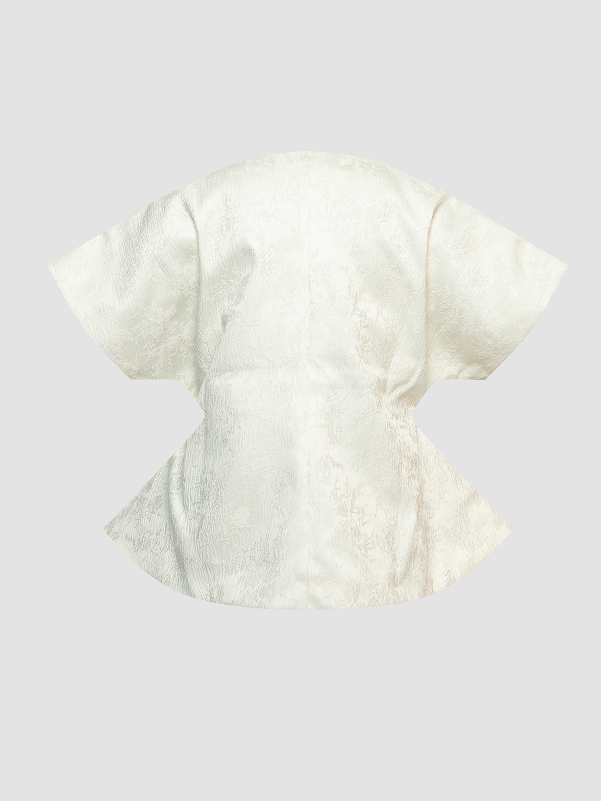 White Jacquard Signature Kimono with Lemon Embroidery