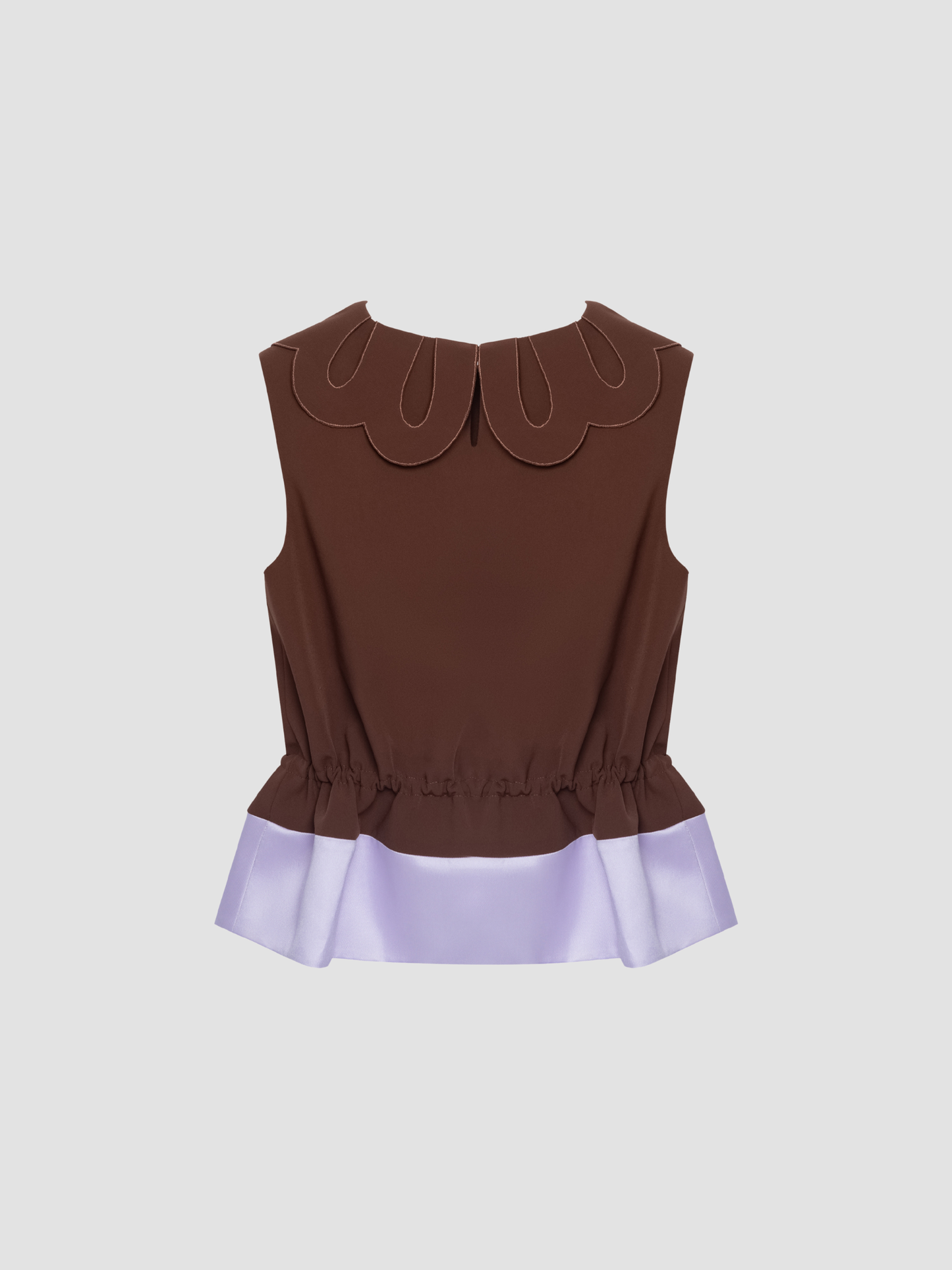 Russet & Lilac Petal Collar Drawstring Top