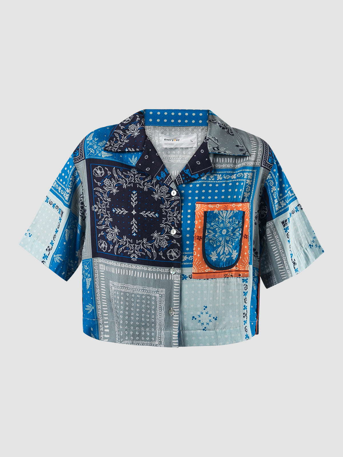 Kai navy bandana cropped short-sleeved shirt
