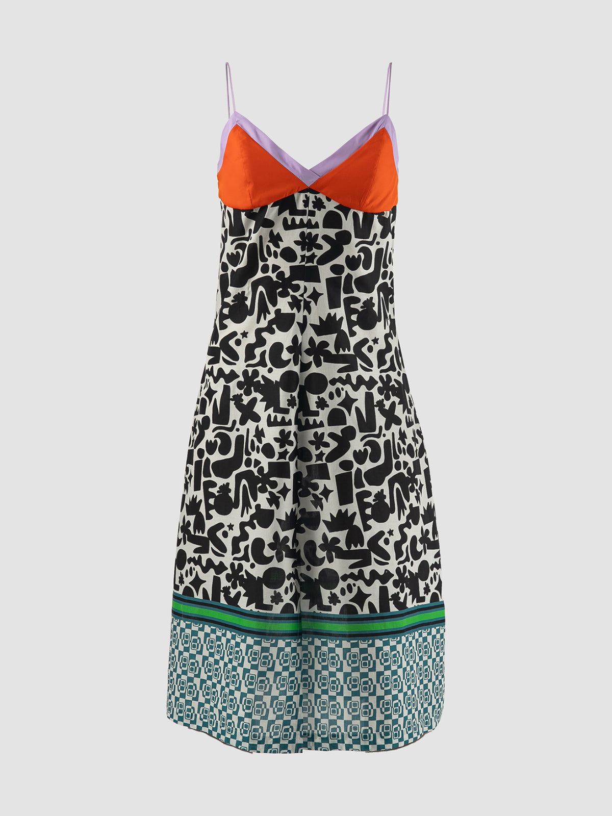 Multicolored Flo midi dress with doodle pattern