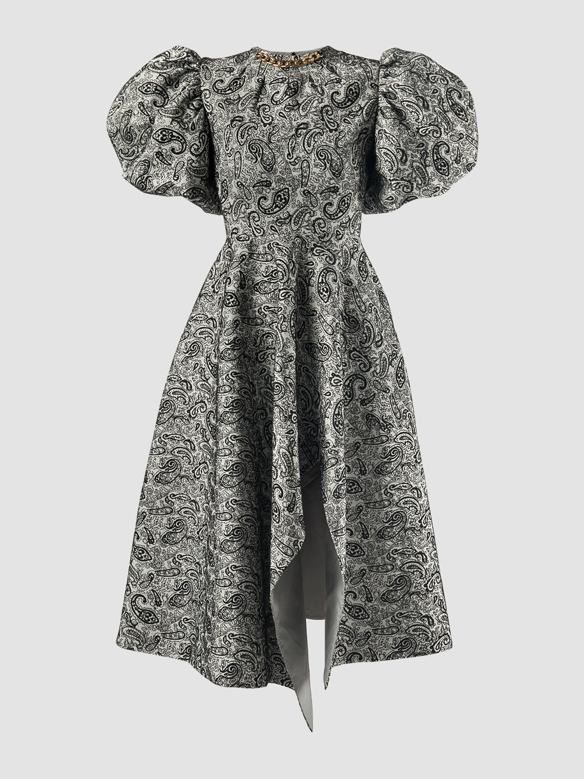 Black Paisley Jacquard Handkerchief Midi Dress – PILLAR Black Paisley Jacquard Handkerchief Midi Dress – PILLAR