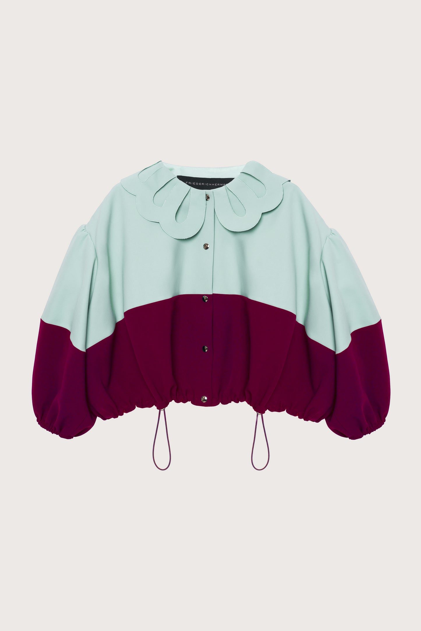 Pistachio & Dark Fuchsia Two-tone Petal Collar Jacket