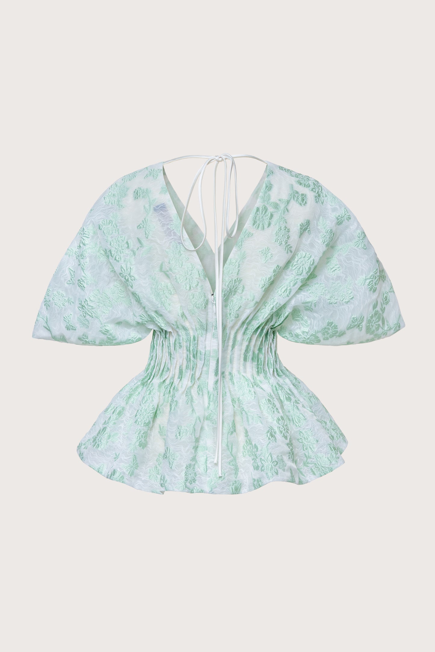 Filée Sage Sheer Cloqué Pintuck Waist Top