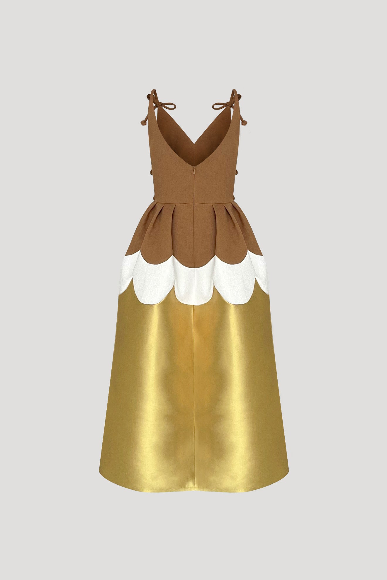 Ochre Brown & Citrine Yellow Ginkgo Dress