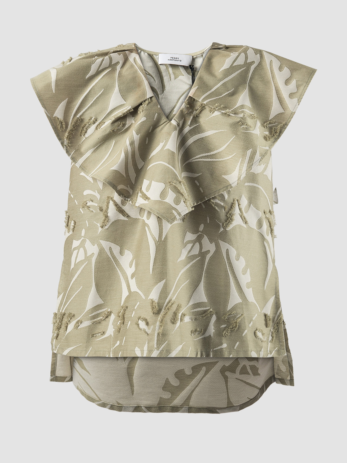 Sage green Piano blouse with scalloped collar