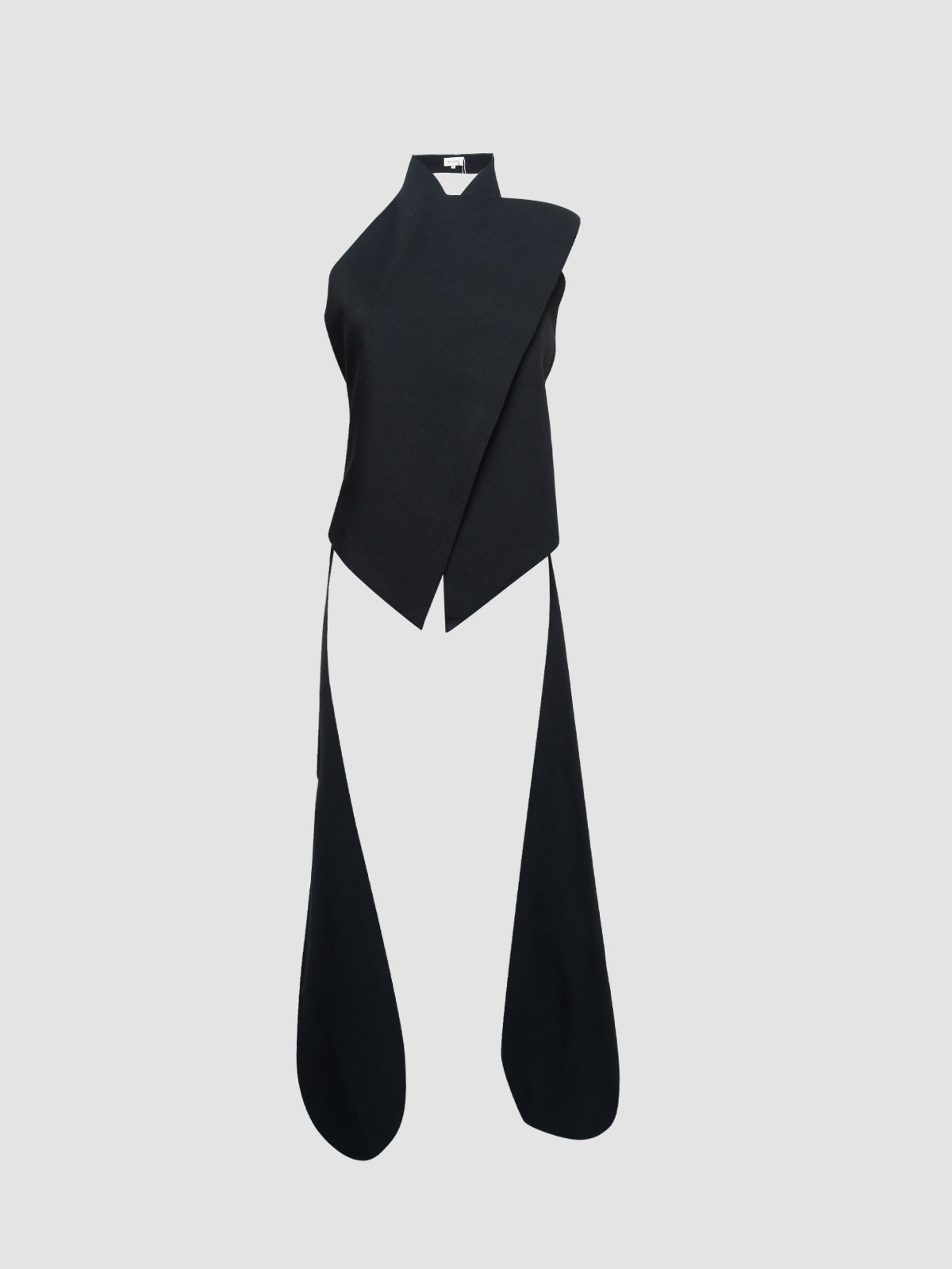 Black Asymmetric Backless Vest