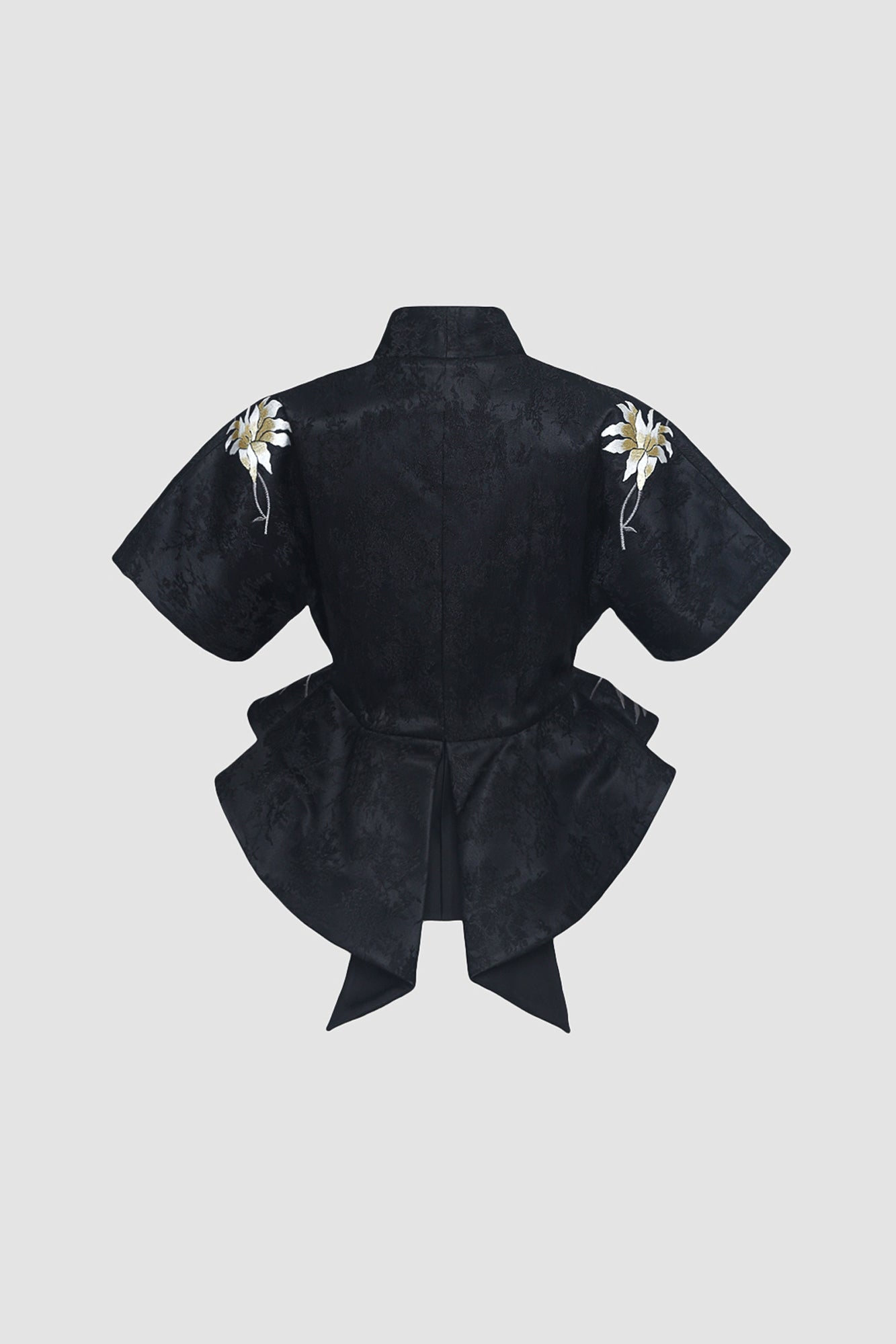 Black Signature Embroidered Kimono