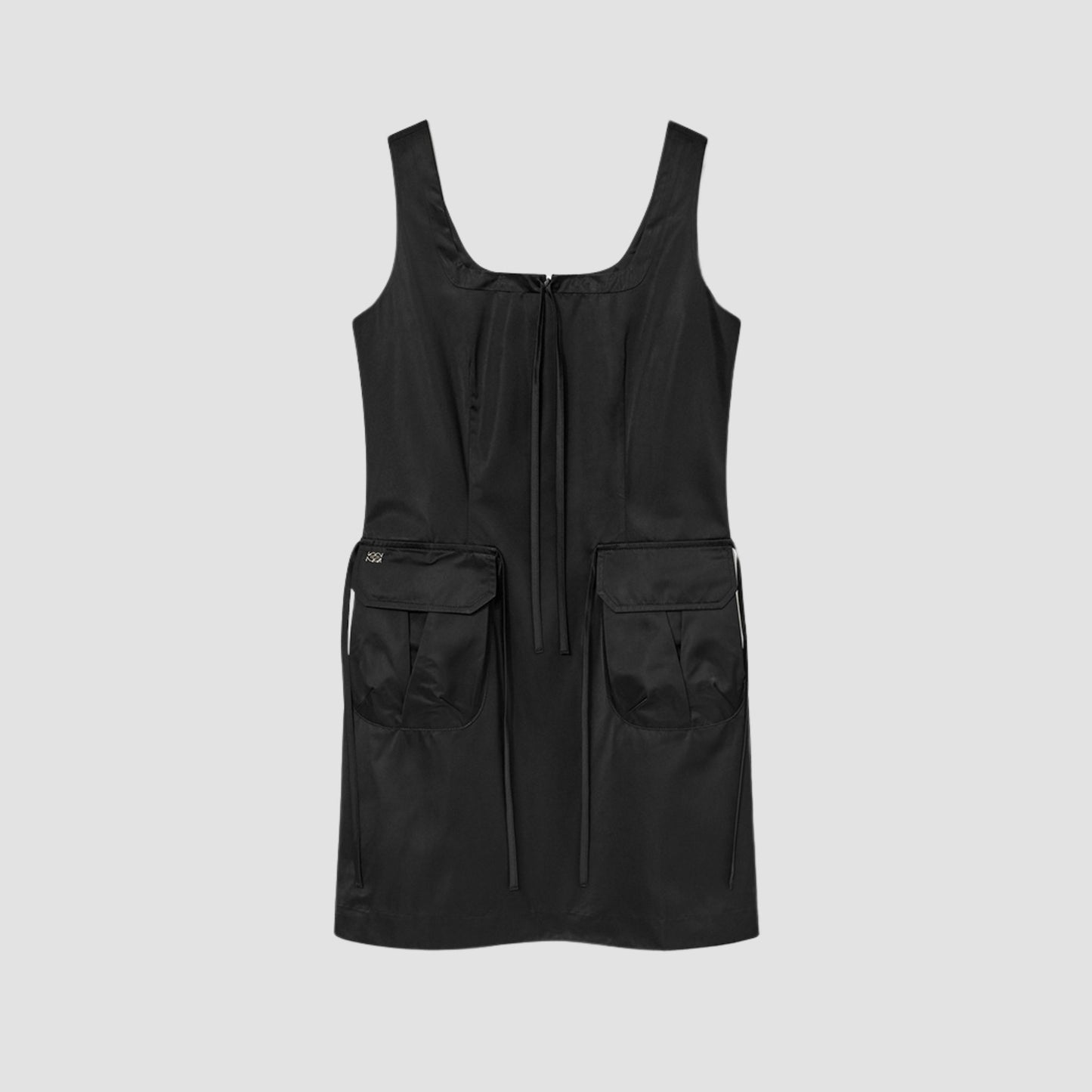 Black cargo mini dress