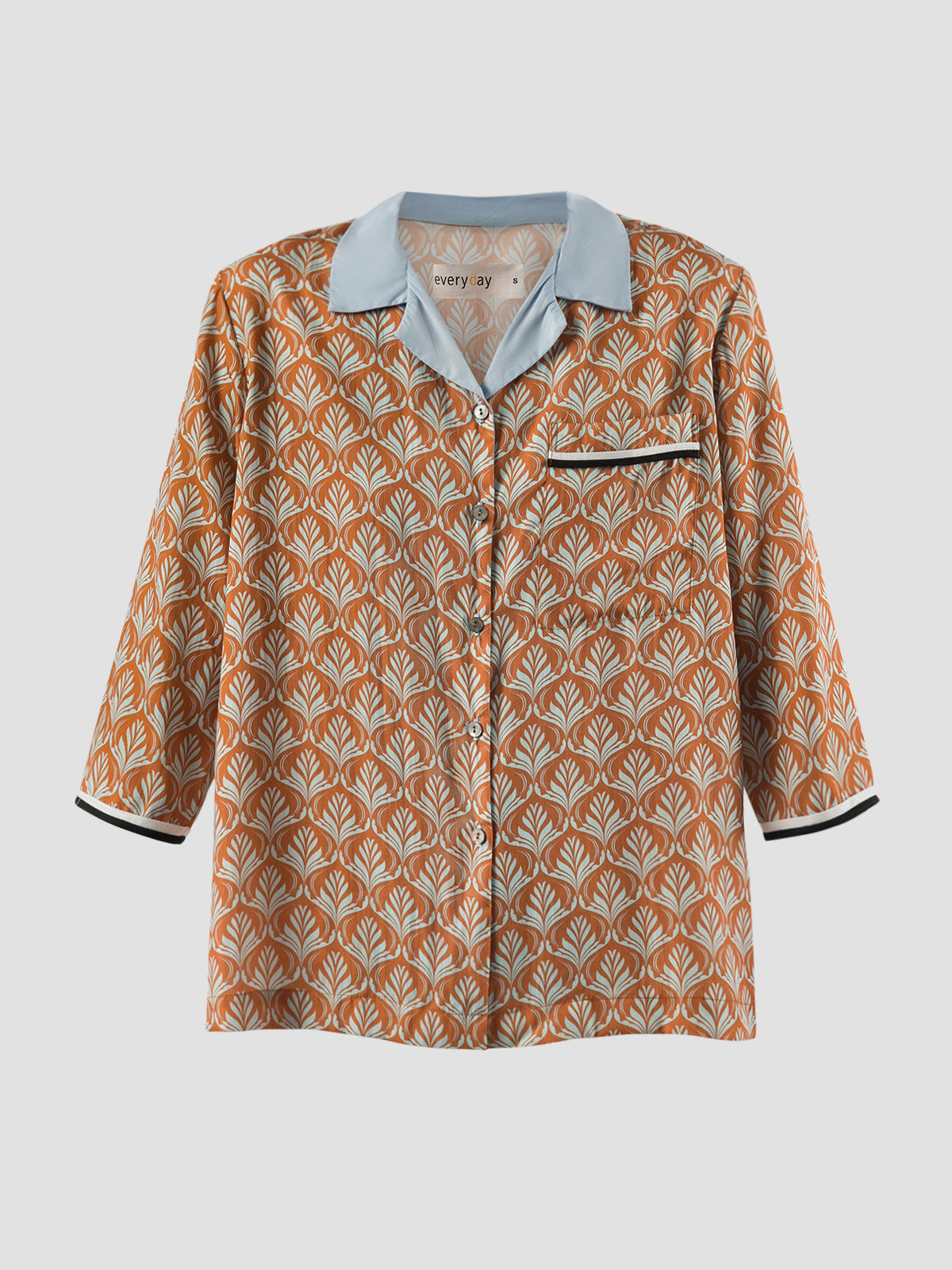 Orange-mint Biva shirt with contrasting collar