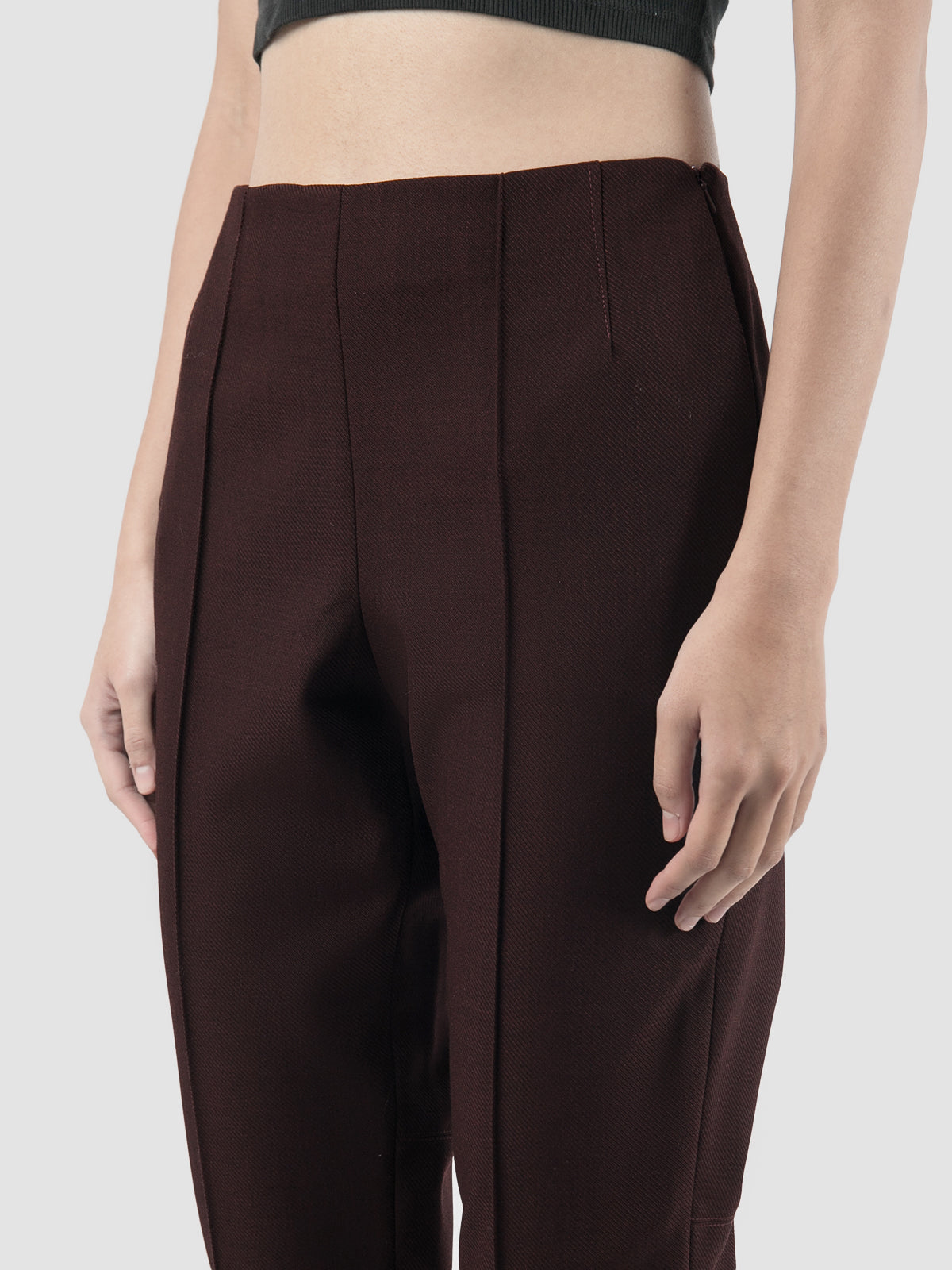 Back Slits High-waisted Rosewood Slim Pants