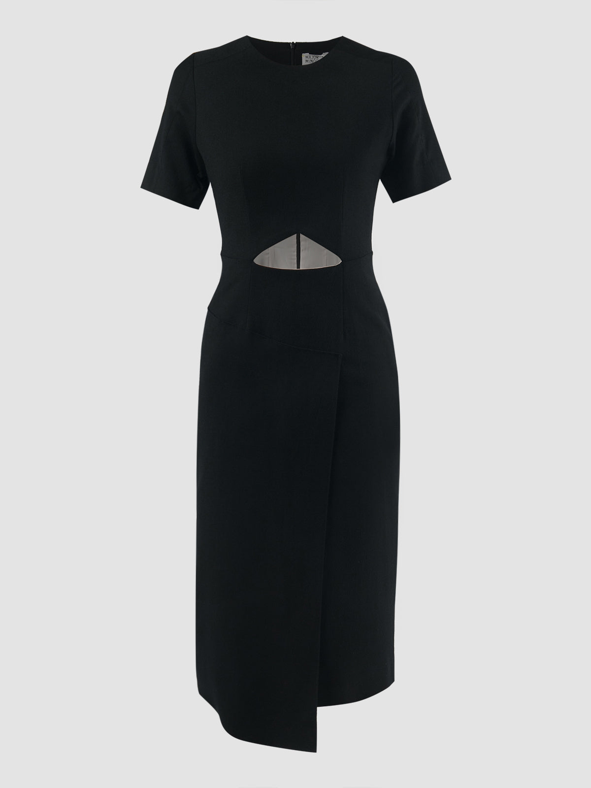 Mono cutout short-sleeved midi black dress