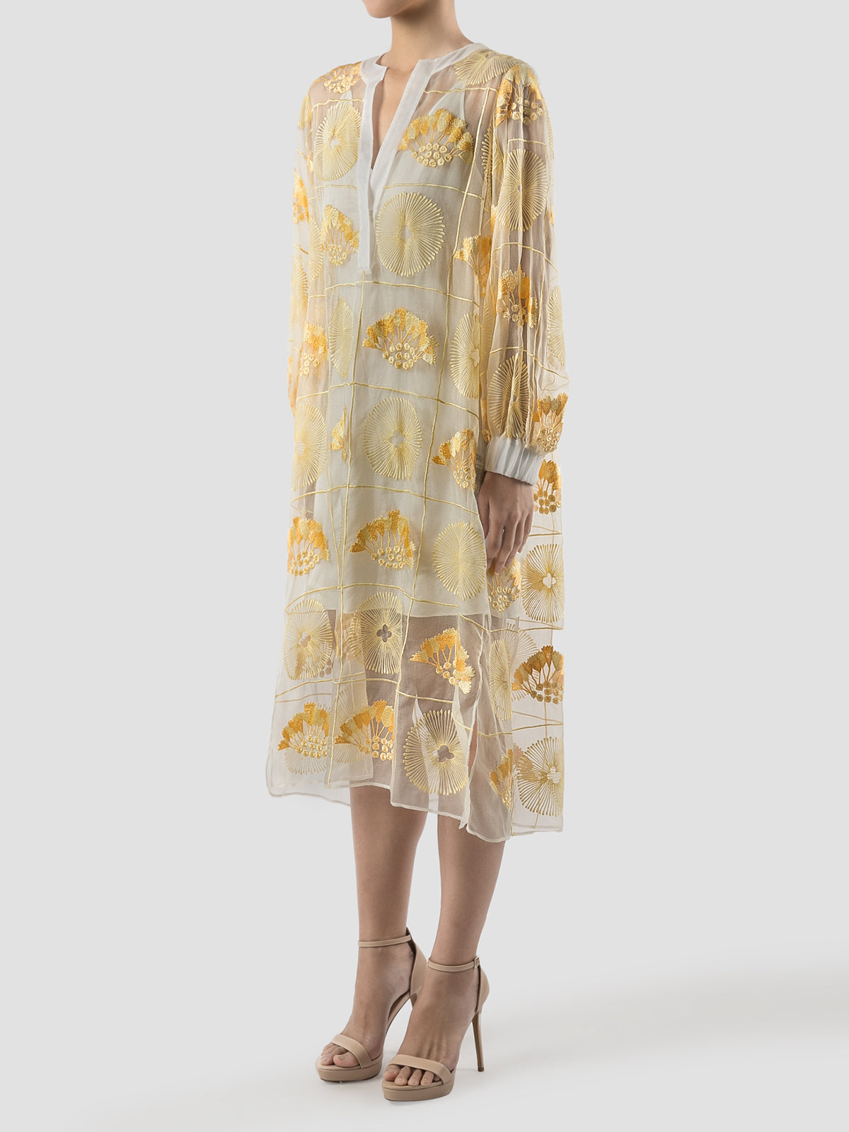 Basia butter yellow silk organza midi dress – PILLAR