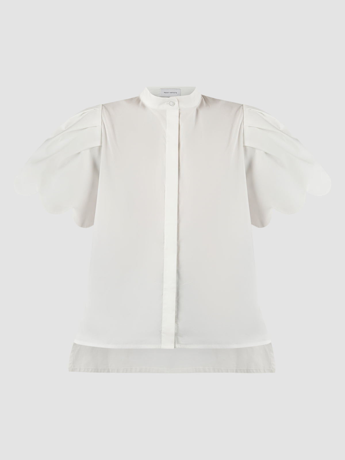 White Biennis shirt with scalloped short sleeves