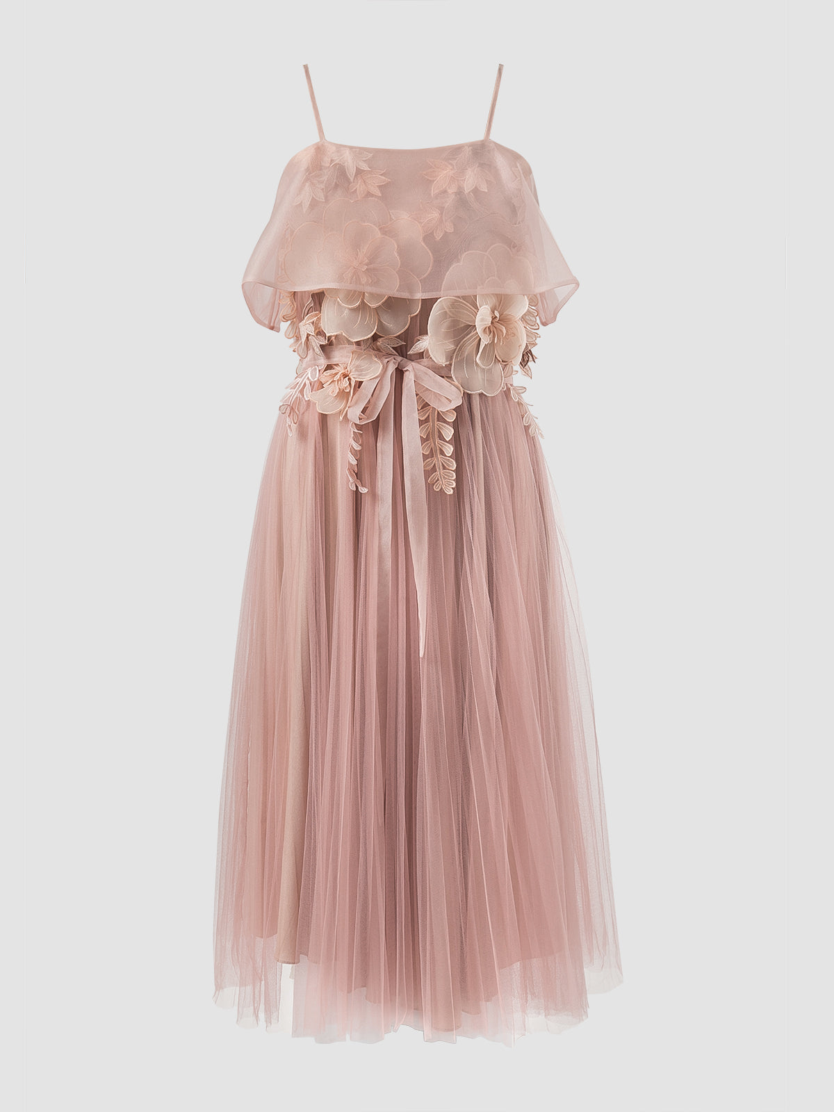 Pink 3D embroidered dress