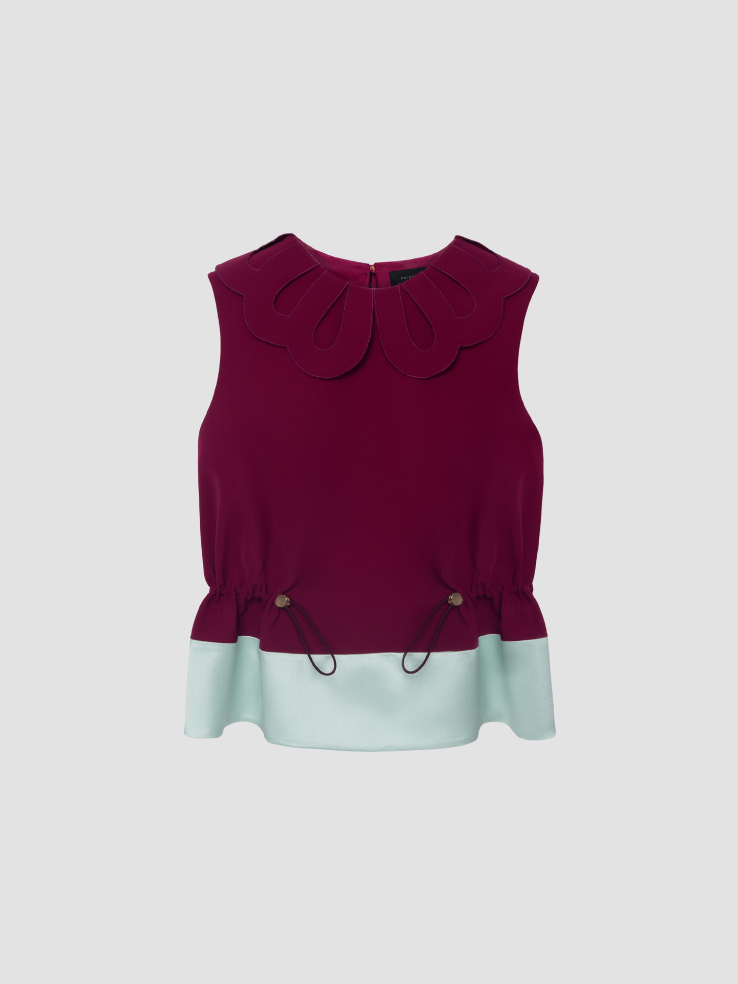 Fuschia & Pistachio Petal Collar Drawstring Top