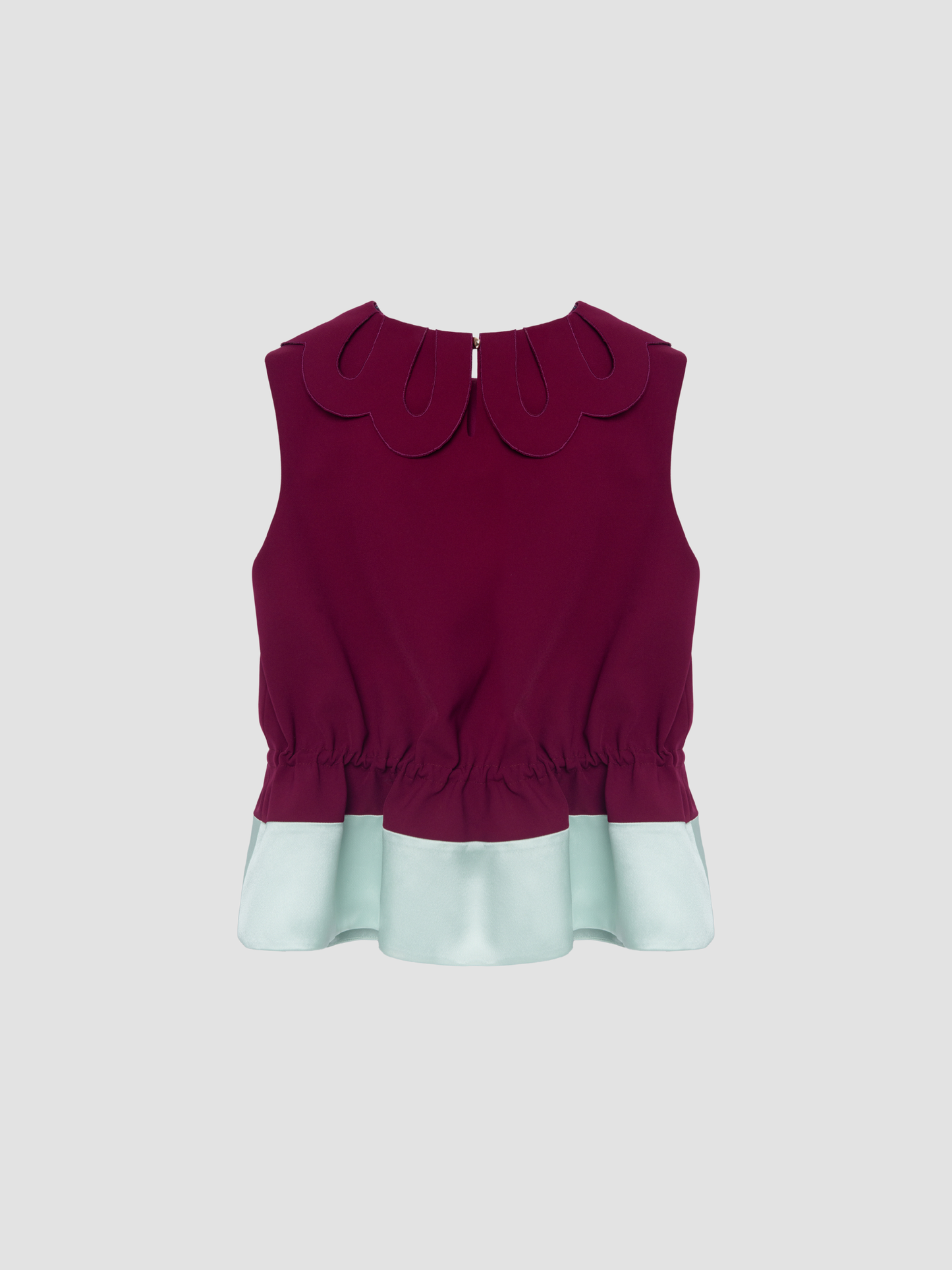 Fuschia & Pistachio Petal Collar Drawstring Top