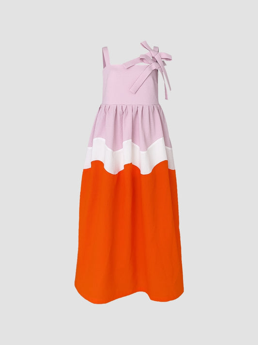 Baby pink-orange Riksha maxi dress