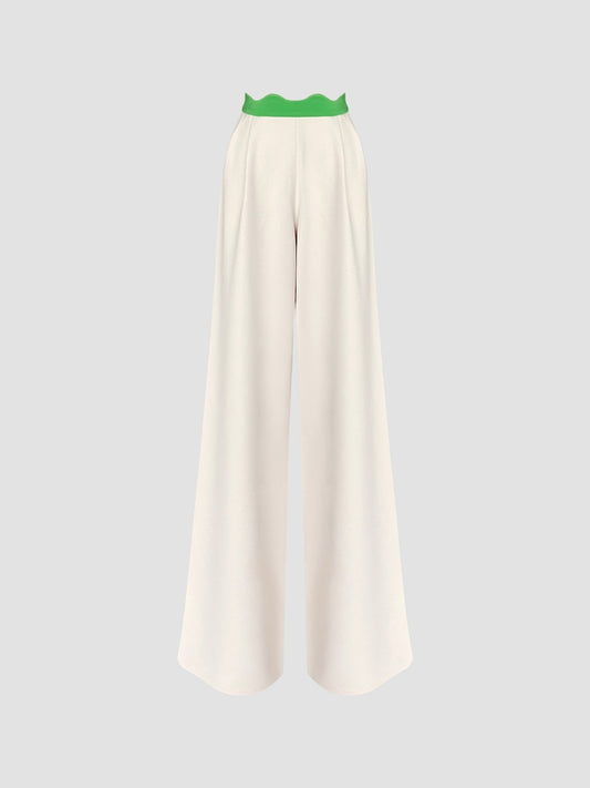 Bone white-Olivine green Rakugo pants