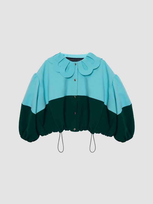Cadet Blue & Sacramento Two-Tone Petal Collar Jacket