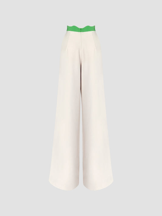 Bone white-Olivine green Rakugo pants