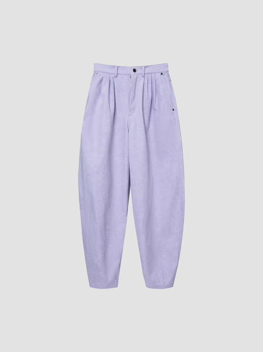 Lilac Denim Pleated Cocoon Denim Trousers