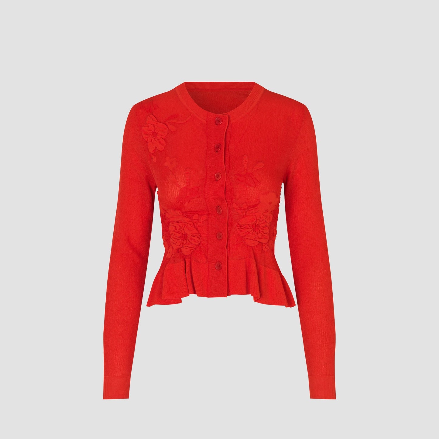 Red Vira Collete-smocked knit cardigan