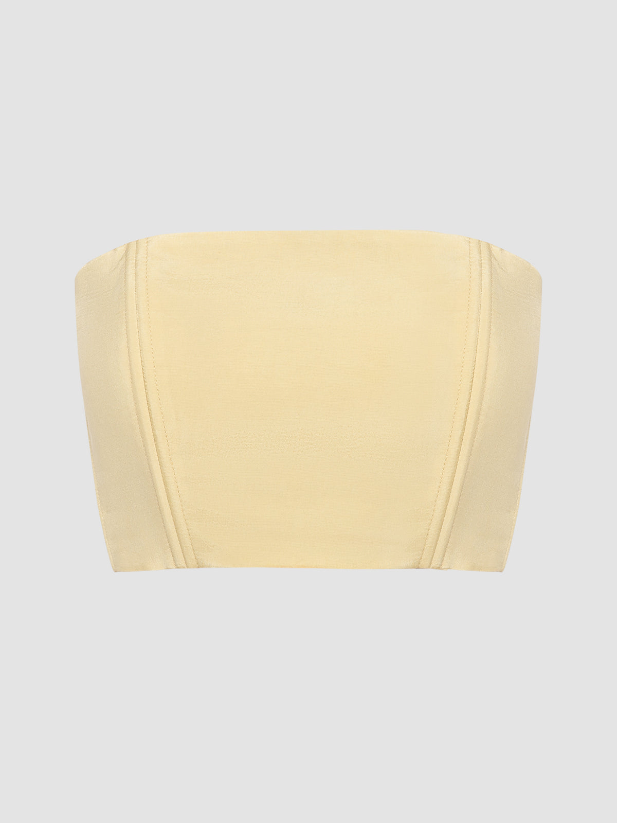 Powder yellow bustier bandeau with floral zipper