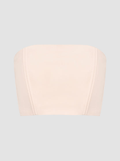 Baby pink bustier bandeau with floral zipper