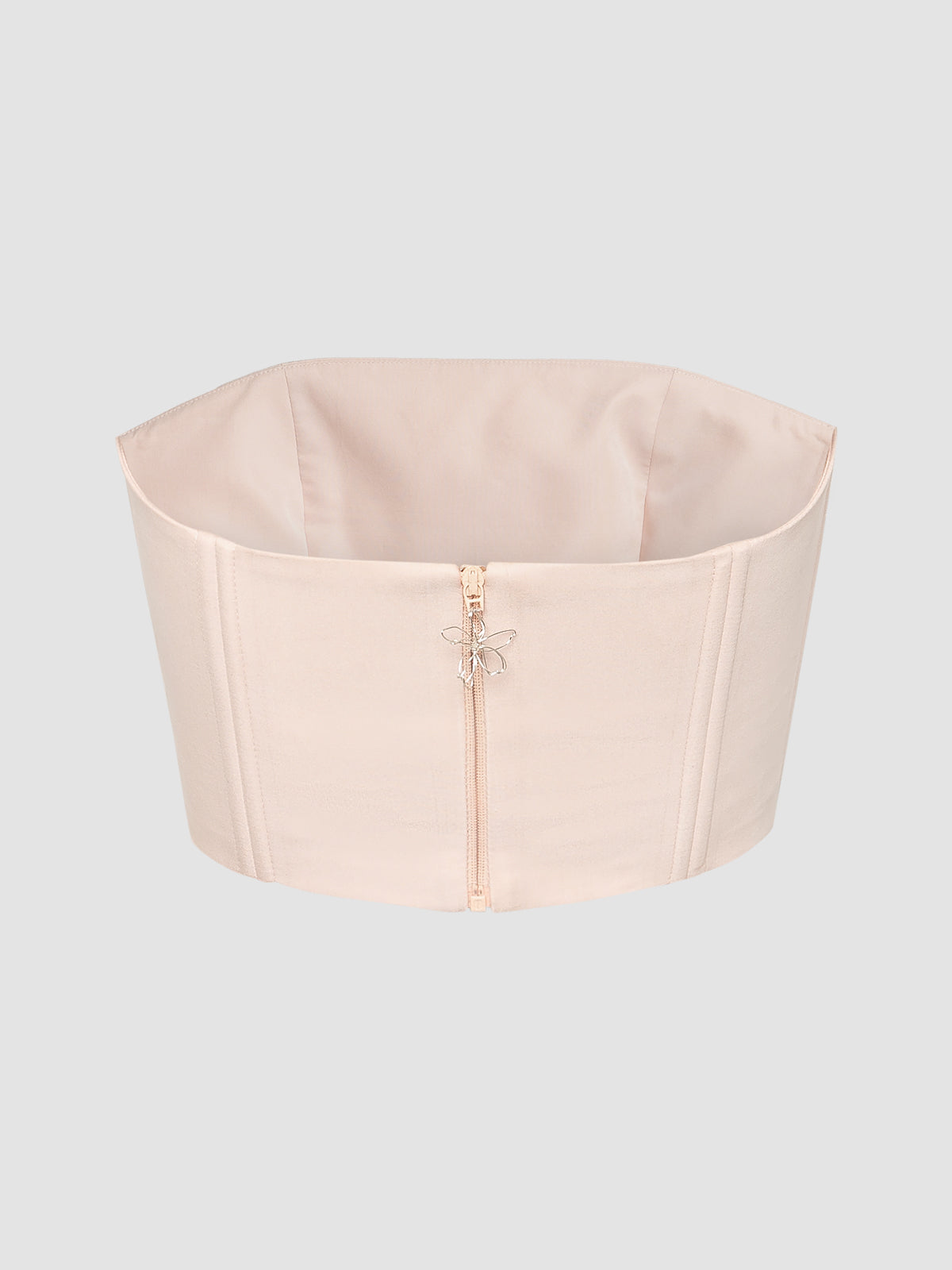 Baby pink bustier bandeau with floral zipper