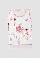 Pink knit double-layered floral tank top