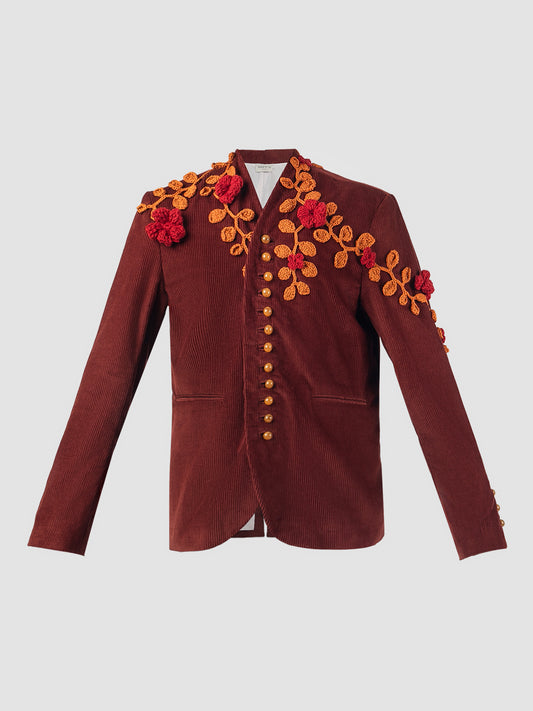 Red Sangria SS corduroy long-sleeved blazer