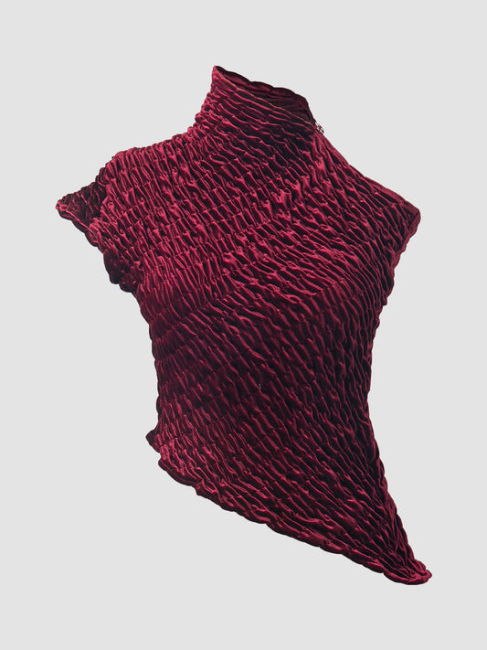 Slanted Asymmetrical Top In Maroon