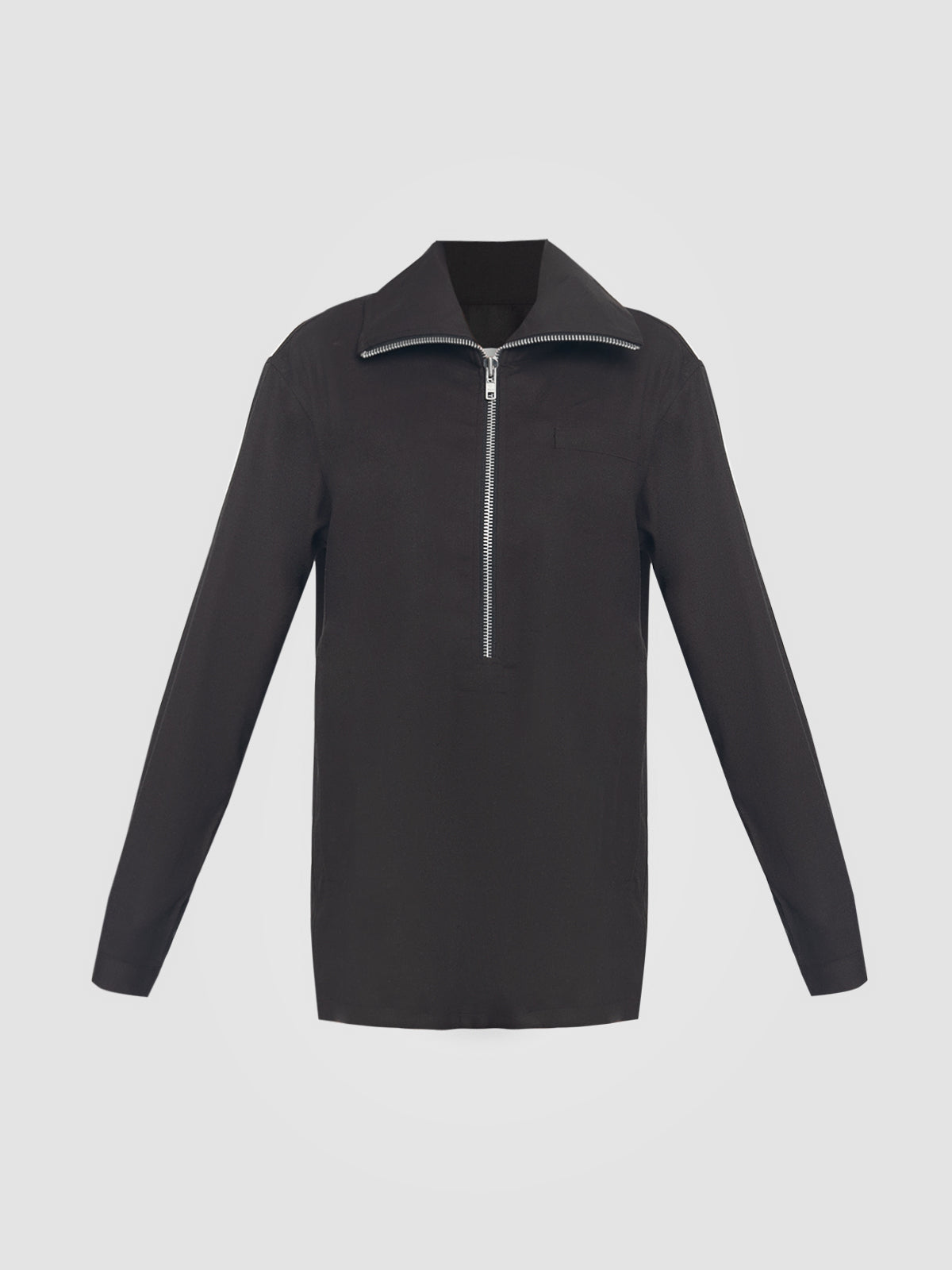 Dark brown top with halfway zipper