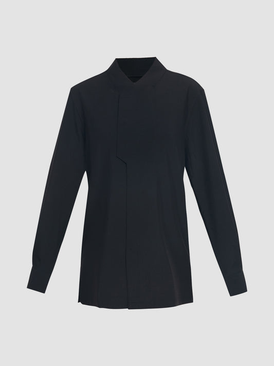 Black Part 6 collarless long-sleeved shirt