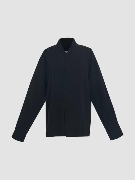 Black Part 5 long-sleeved loose shirt with double collar