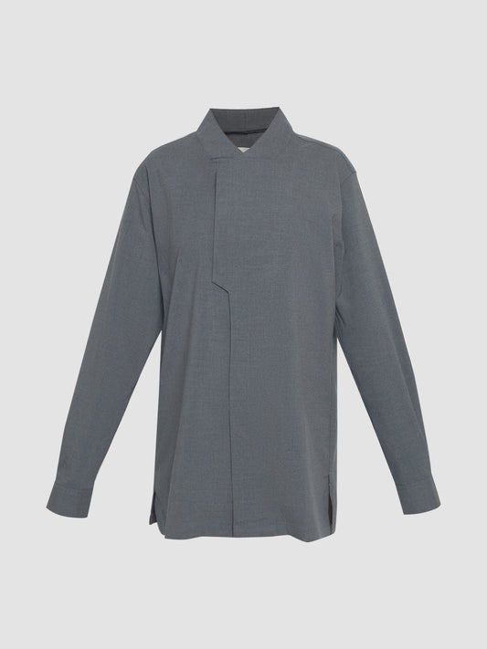Grey Part 6 collarless long-sleeved shirt