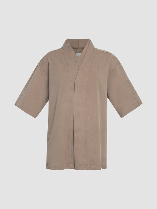 Mocca Part 5 short-sleeved loose shirt with double collar