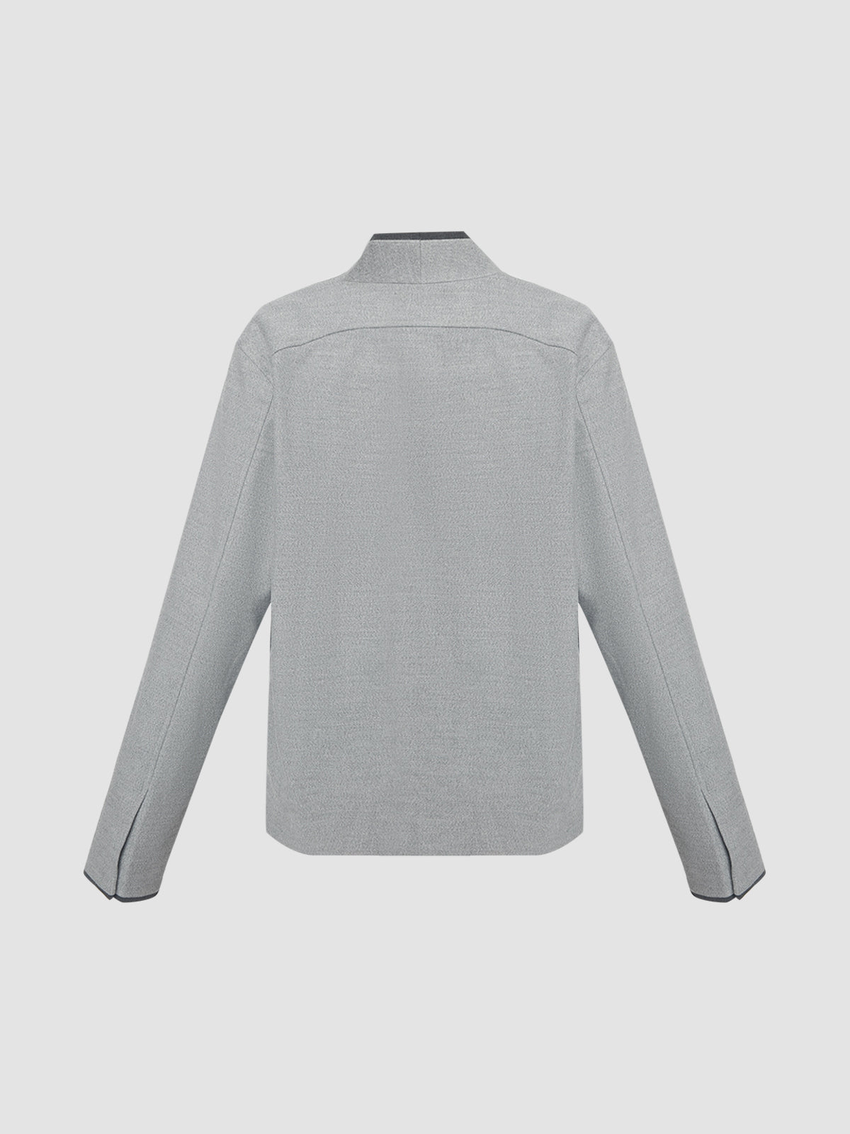 Grey collarless outer with piping