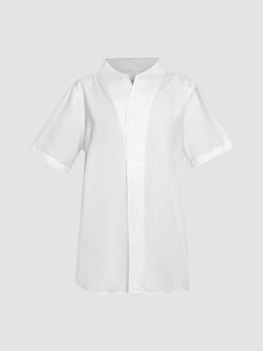 Light beige Part 5 short-sleeved loose shirt with double collar