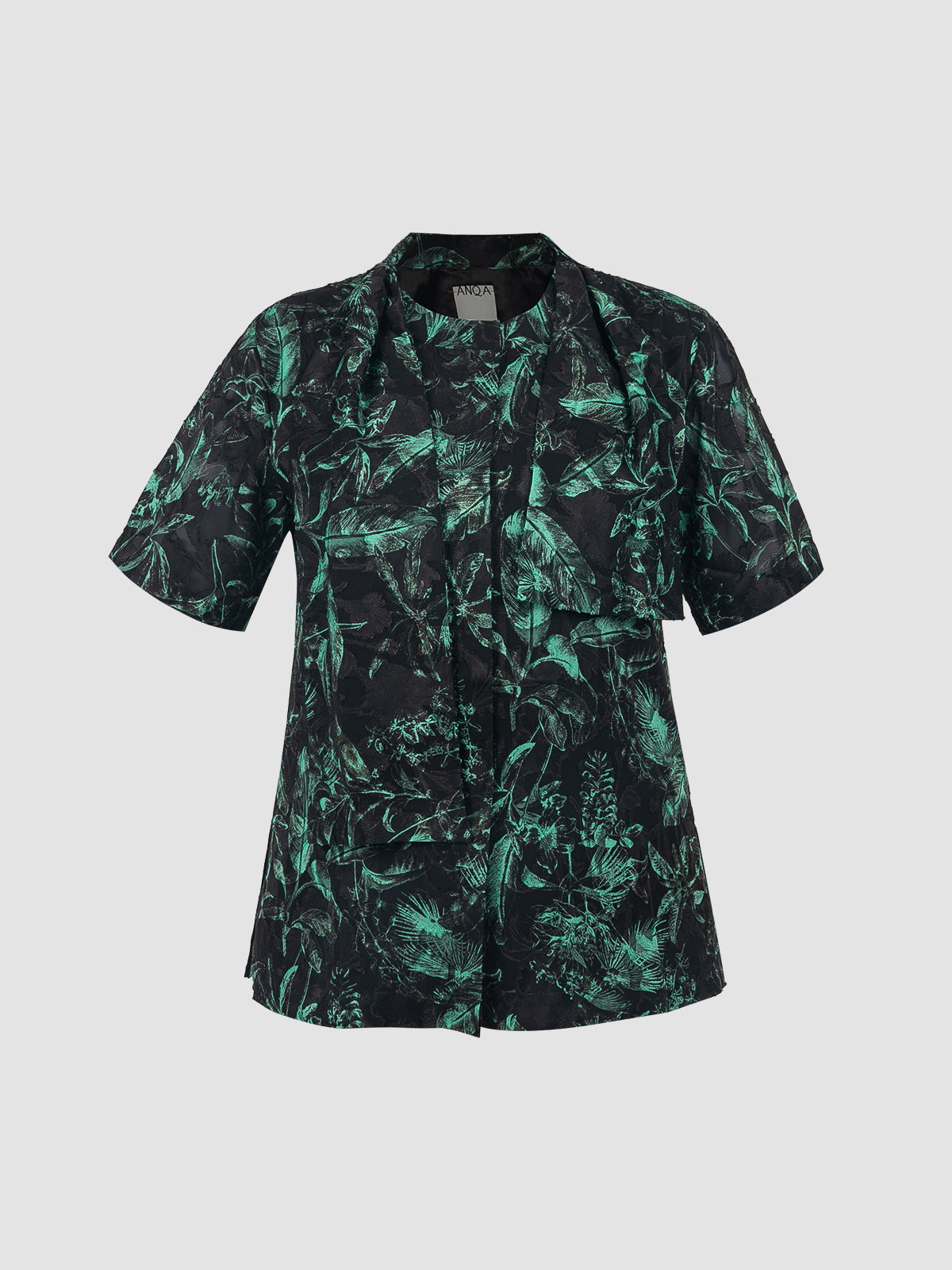 Clemencia Leaves Blouse in Black & Green