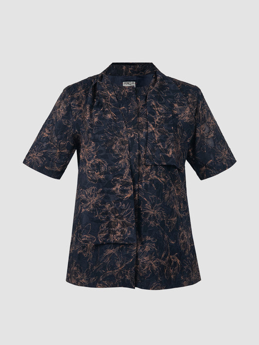 Clemencia Flower Blouse in Navy