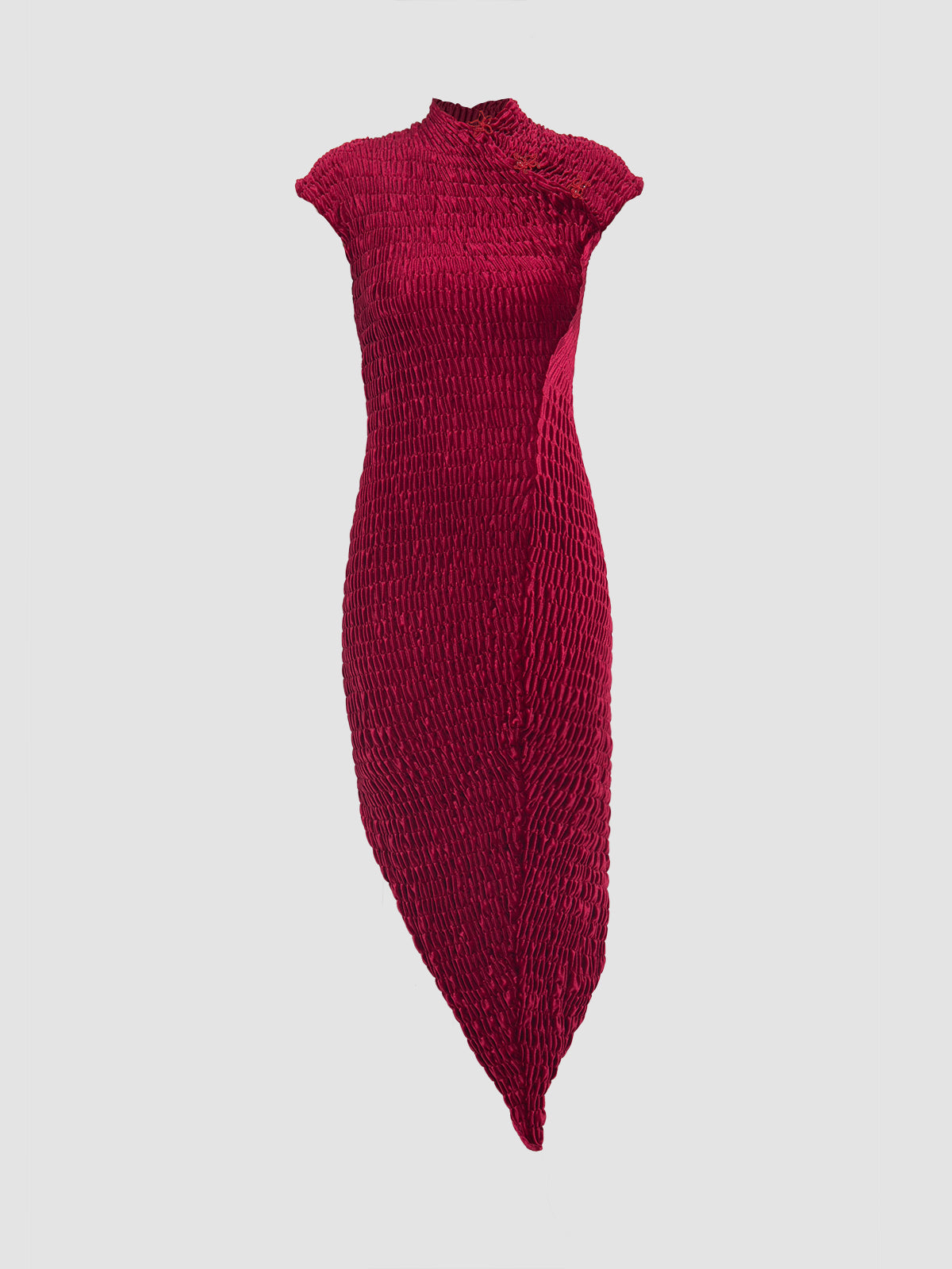 Red Slanted Asymmetrical Cap Sleeved Dress – PILLAR