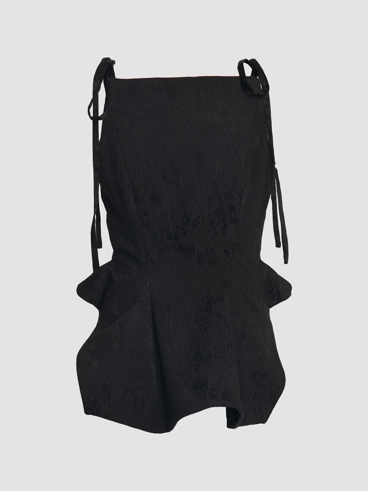 Black Jacquard Tank Top with Embroidery
