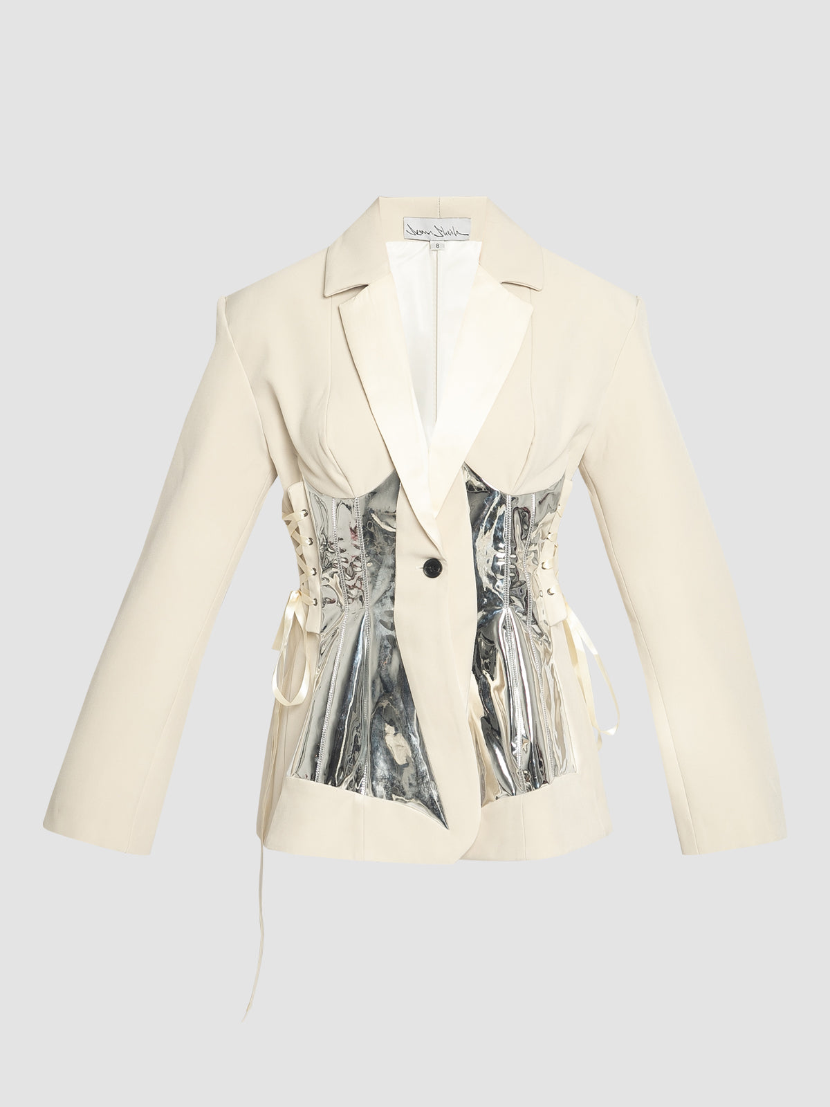 Eggshell Tailored Suit with Inserted Corset Panels